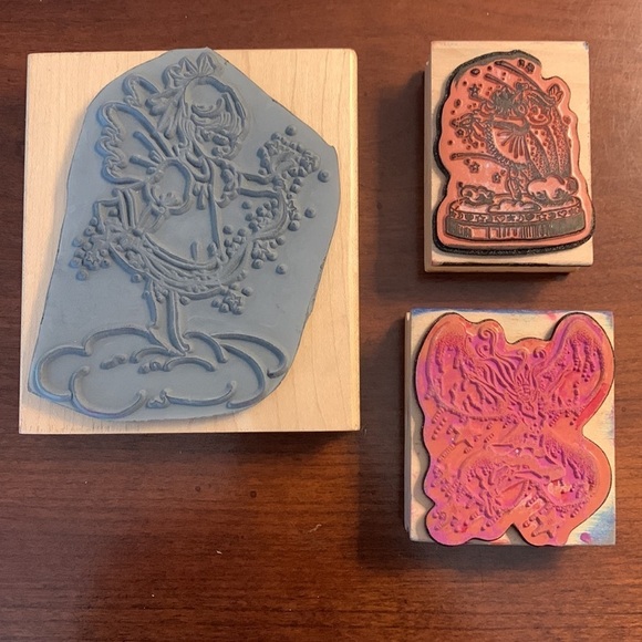 Fairy and Ballerina Wood Block Rubber Stamp Set of Three - Picture 5 of 11